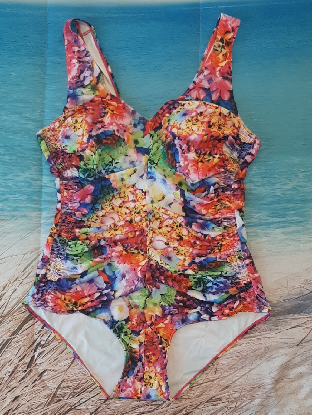 Shape Benefits Size 18 Floral Multicolor One-Piece Swimsuit Beach Swim Wear